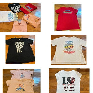 Nike Old Navy Girls Graphic Tee Shirt 10-12 Black Red Casual Summer Streetwear